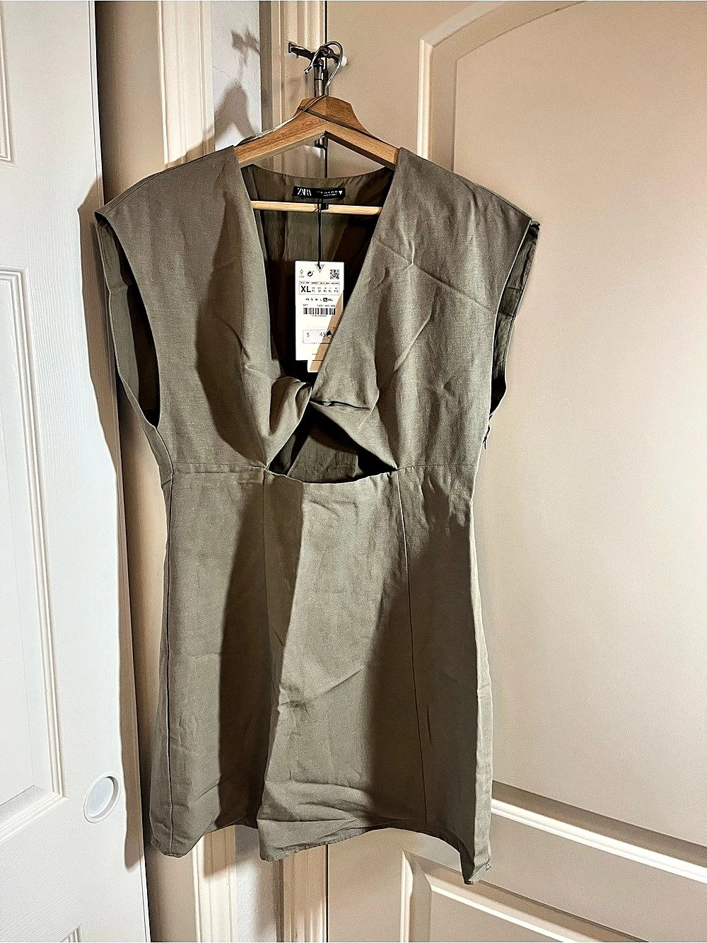 Zara Cut Out Dress Mini Green Size XL